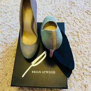 Brian Atwood Bffontanne Green mult heel.